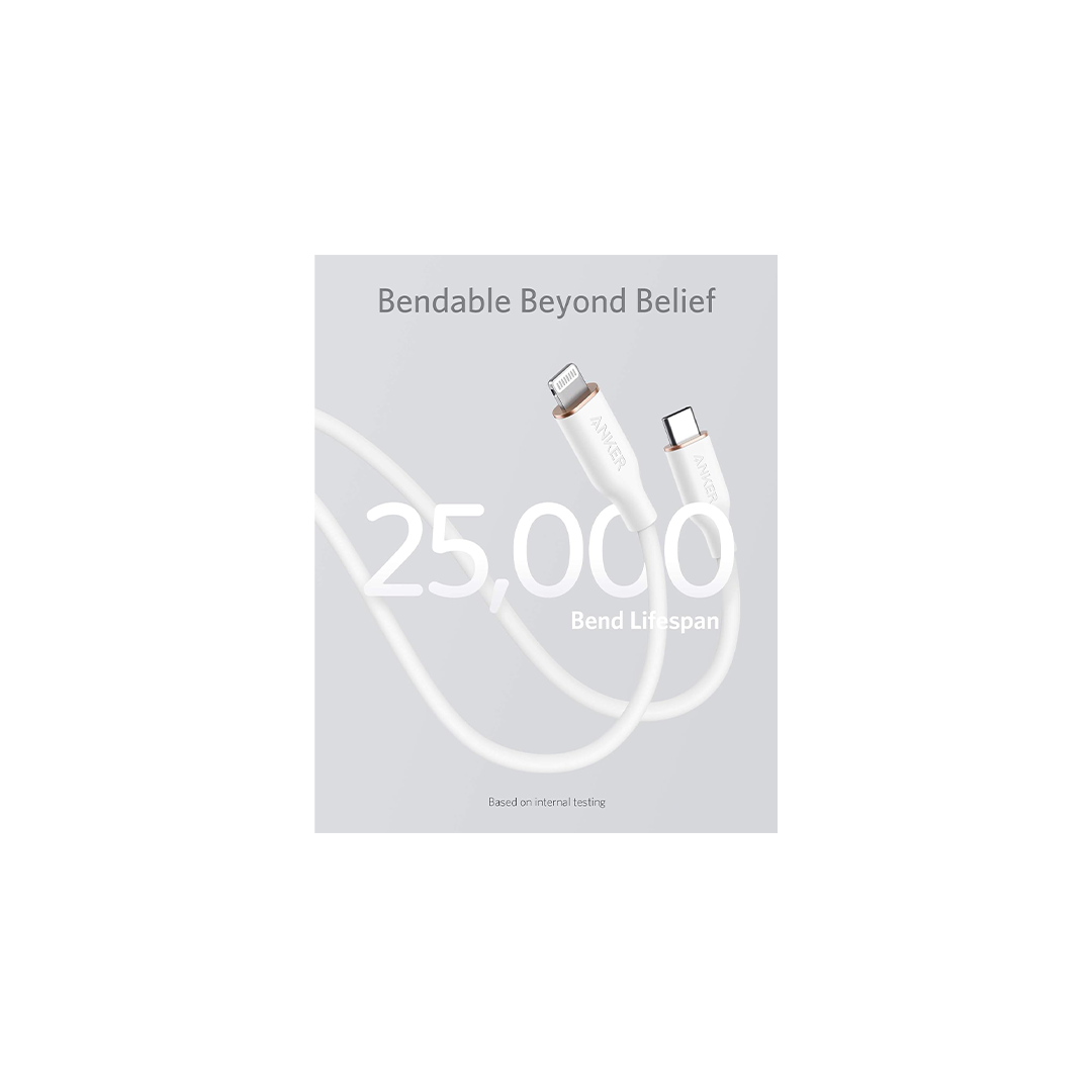 Anker PowerLine III Flow USB-C with Lightning Connector 6Ft - White Anker PowerLine III Flow USB-C with Lightning Connector 6Ft - White